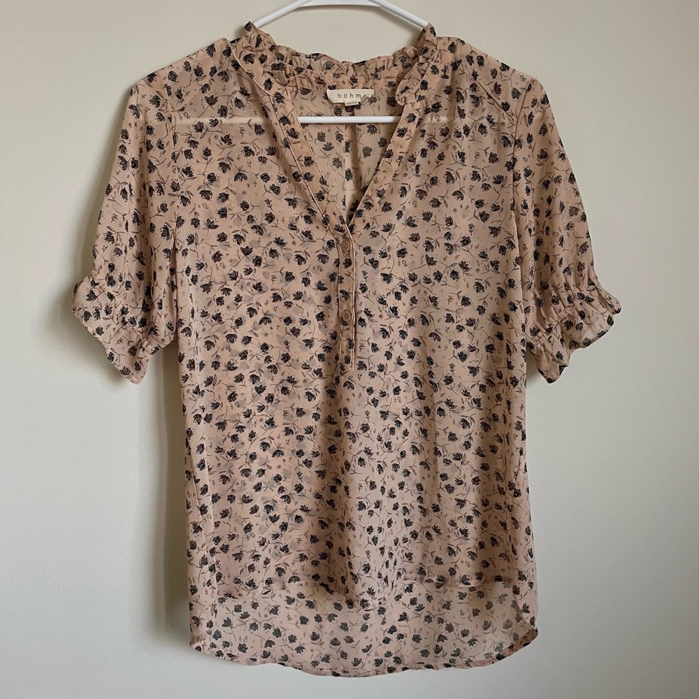 Bohme Emilia Button Up Top in Blush XS